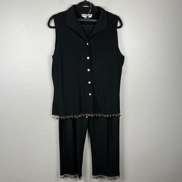 VTG Y2K Ronni Nicole Beaded Trim Knit Vest XL & Pants L Set - Sleeveless Top‎ - Picture 1 of 14